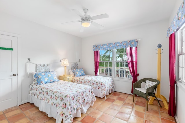 bedroom featuring ceiling fan