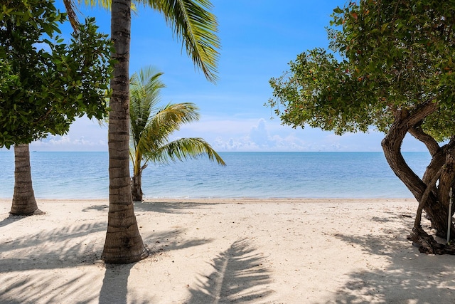 property view of water featuring a view of the beach