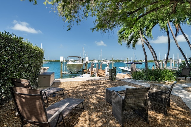 property view of water with a boat dock