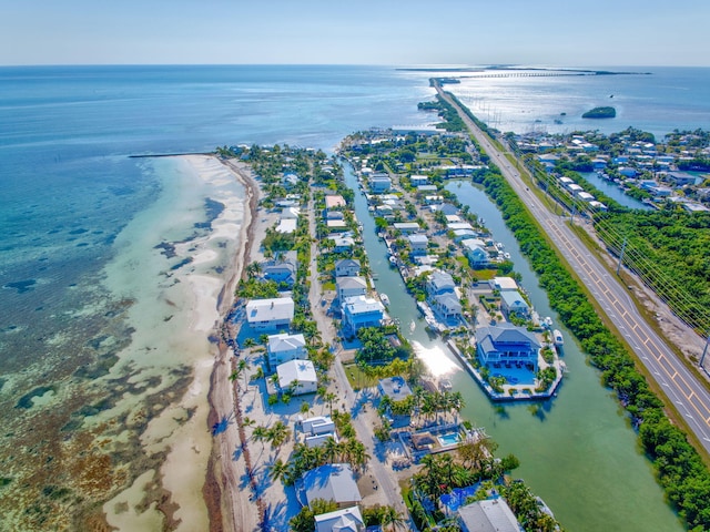 176 Iroquois Dr, Islamorada, FL 33036 - drone / aerial view featuring a water view and a beach view