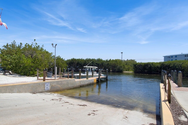 dock area with a water view