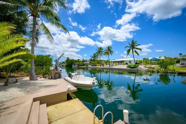 view of dock featuring a water view