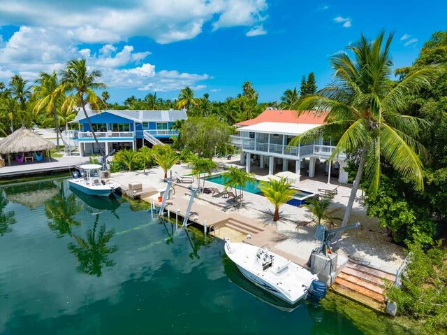 exterior space featuring a water view