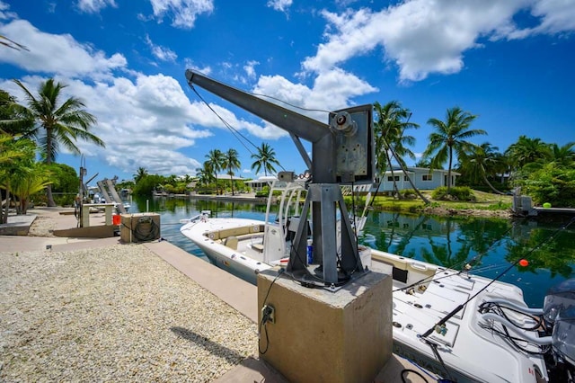 view of dock featuring a water view