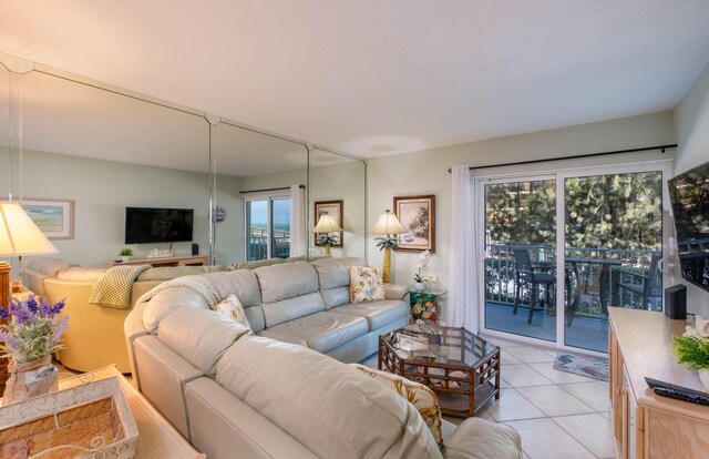 view of tiled living room