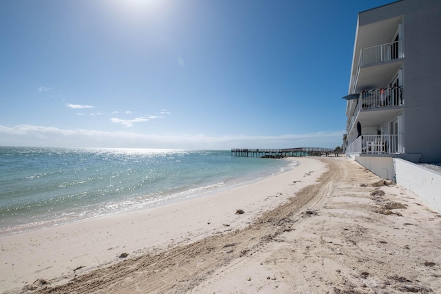 view of water feature with a view of the beach