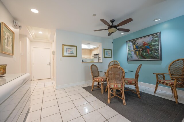 115 Front St Unit 202, Key West, FL 33040 - dining space featuring ceiling fan and light tile patterned floors