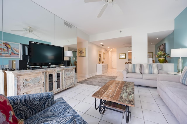 115 Front St Unit 202, Key West, FL 33040 - tiled living room with ceiling fan
