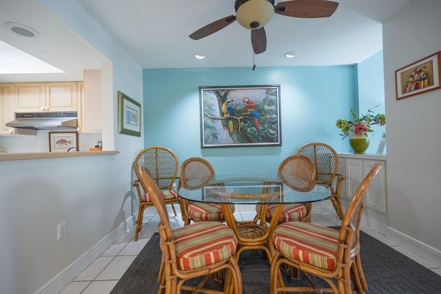 115 Front St Unit 202, Key West, FL 33040 - dining space featuring light tile patterned floors and ceiling fan