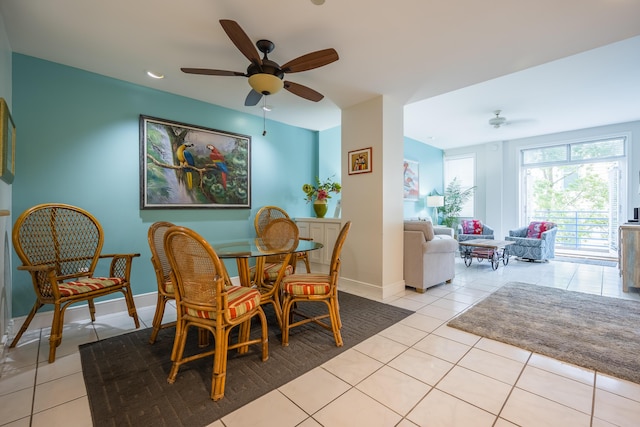 115 Front St Unit 202, Key West, FL 33040 - dining space with light tile patterned floors and ceiling fan