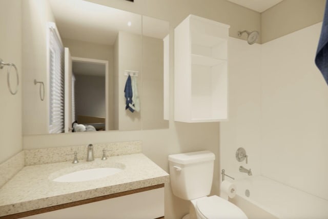 bathroom with vanity, toilet, and shower / washtub combination