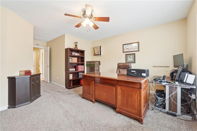 1527 Sage Ridge Dr, Marietta, GA 30064 - office area featuring light colored carpet, ceiling fan, and baseboards
