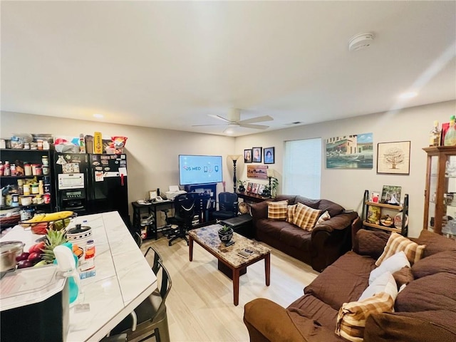 31 Cline Dr SW, Cartersville, GA 30120 - living room with ceiling fan, light wood-type flooring, and an office area