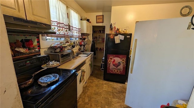 kitchen with black appliances