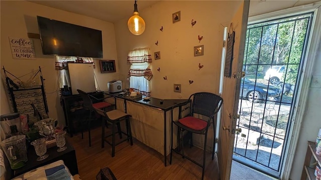 dining area with light hardwood / wood-style flooring