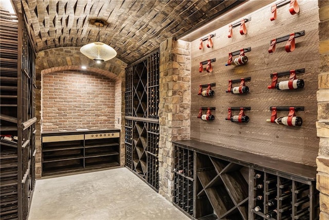 15595 Birmingham Hwy, Alpharetta, GA 30004 - wine area with vaulted ceiling and concrete flooring