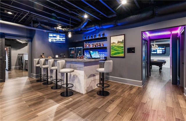 15595 Birmingham Hwy, Alpharetta, GA 30004 - indoor wet bar with wood finished floors and billiards