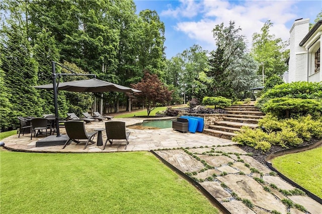15595 Birmingham Hwy, Alpharetta, GA 30004 - view of grassy yard with a patio area and stairway