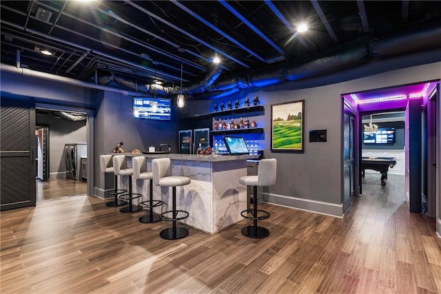 15595 Birmingham Hwy, Alpharetta, GA 30004 - indoor wet bar featuring wood finished floors and billiards table