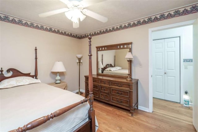 1526 N Cherokee Rd N, Social Circle, GA 30025 - bedroom with light wood-type flooring, baseboards, and a ceiling fan