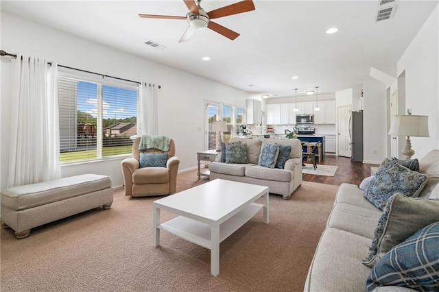 1560 Avalon Creek Rd, Sugar Hill, GA 30518 - living area with a ceiling fan and recessed lighting