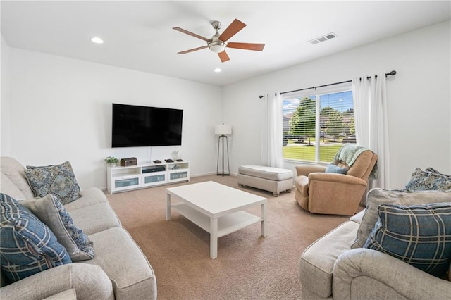 1560 Avalon Creek Rd, Sugar Hill, GA 30518 - living area with a ceiling fan, recessed lighting, and carpet