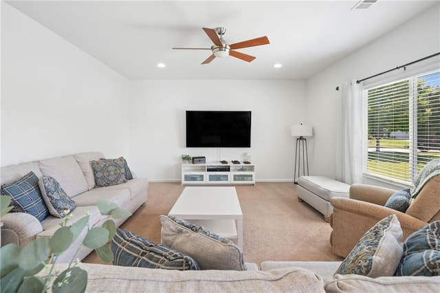 1560 Avalon Creek Rd, Sugar Hill, GA 30518 - living area with carpet flooring, ceiling fan, and recessed lighting