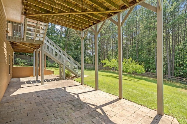412 Gray Fox Dr, Canton, GA 30114 - fenced backyard with a patio and stairs