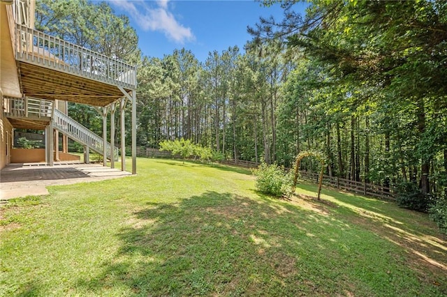 412 Gray Fox Dr, Canton, GA 30114 - view of yard featuring stairway, a wooden deck, and a patio