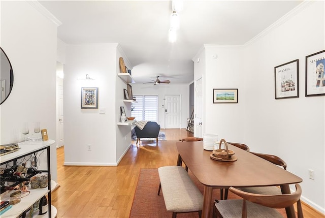3675 Peachtree Rd NE Unit 24, Atlanta, GA 30319 - dining space with a ceiling fan, light wood-type flooring, and ornamental molding