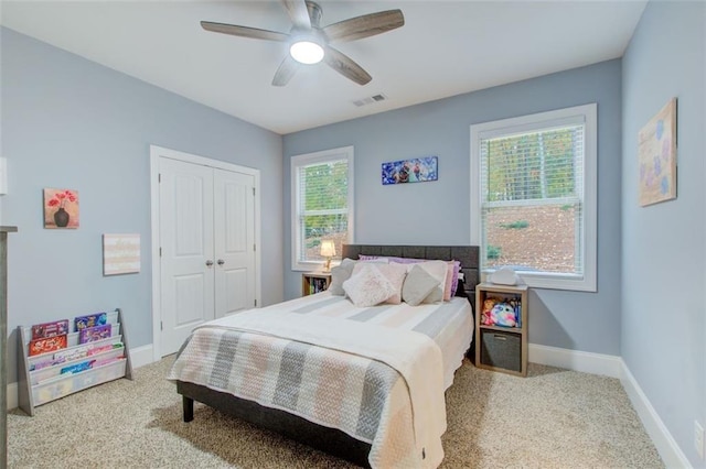 401 Night Hawk Ct, Canton, GA 30114 - carpeted bedroom with a closet, baseboards, and ceiling fan