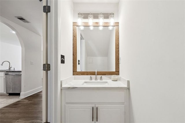 215 Morris Ln, Woodstock, GA 30188 - bathroom featuring vanity and wood finished floors