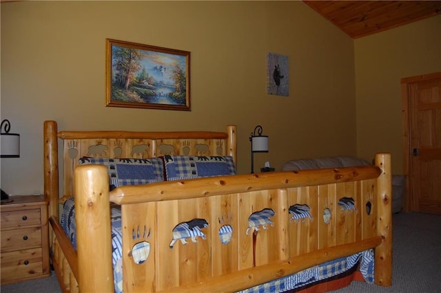 30C River Forest Pl, Suches, GA 30572 - carpeted bedroom featuring vaulted ceiling and wood ceiling