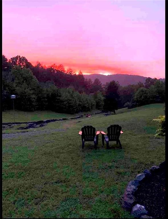 30C River Forest Pl, Suches, GA 30572 - yard at dusk with a lawn