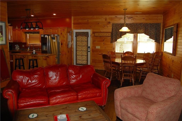 30C River Forest Pl, Suches, GA 30572 - living area featuring wooden walls, plenty of natural light, wood finished floors, and wooden ceiling