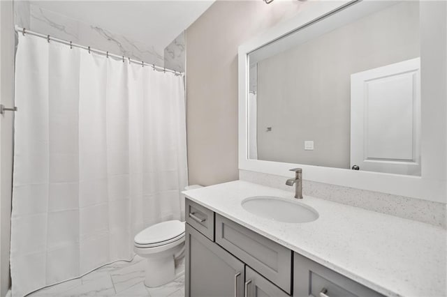 1104 Thomas St, Woodstock, GA 30188 - bathroom with marble finish flooring, vanity, and a shower with curtain
