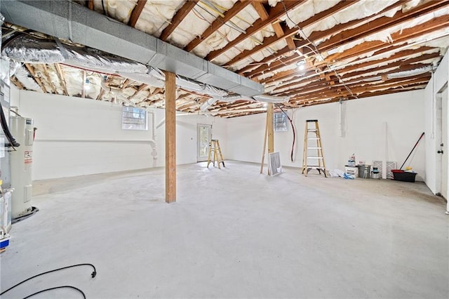 basement with water heater