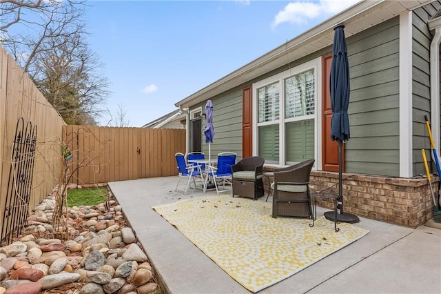 view of patio featuring a fenced backyard