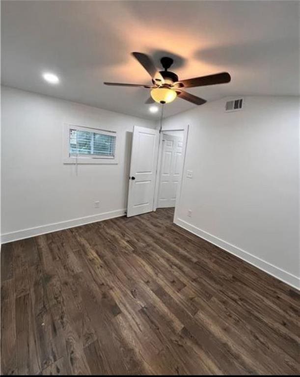 2022 Detroit Ave, Atlanta, GA 30314 - empty room with baseboards, dark wood-style flooring, ceiling fan, and visible vents
