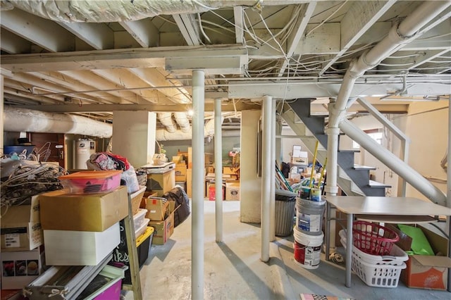 basement with electric water heater