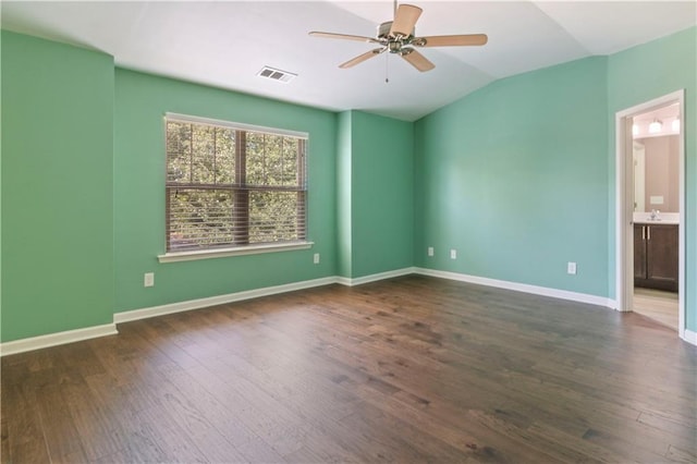 4746 Highland Ave, Sugar Hill, GA 30518 - unfurnished room with a ceiling fan, wood finished floors, and lofted ceiling