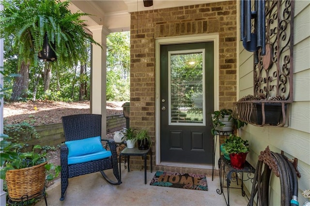 4746 Highland Ave, Sugar Hill, GA 30518 - entrance to property with brick siding and a ceiling fan