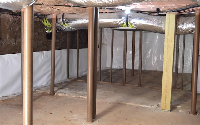 view of unfinished basement