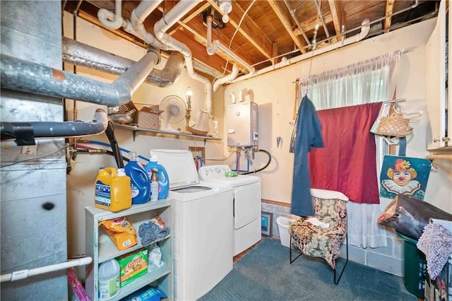 592 Ferry Creek Ct, Acworth, GA 30102 - washroom featuring tankless water heater and independent washer and dryer