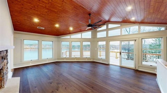 137 Rockville Springs Ct, Eatonton, GA 31024 - unfurnished sunroom featuring a water view and visible vents