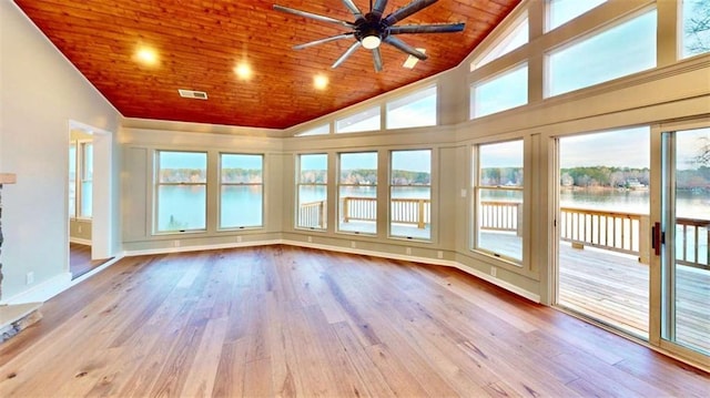 137 Rockville Springs Ct, Eatonton, GA 31024 - unfurnished sunroom with a water view and visible vents
