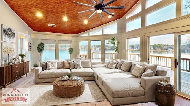 137 Rockville Springs Ct, Eatonton, GA 31024 - sunroom featuring a water view and visible vents
