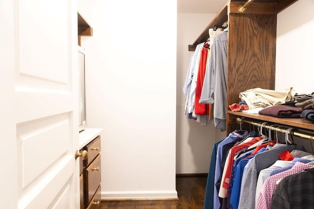 spacious closet featuring wood finished floors