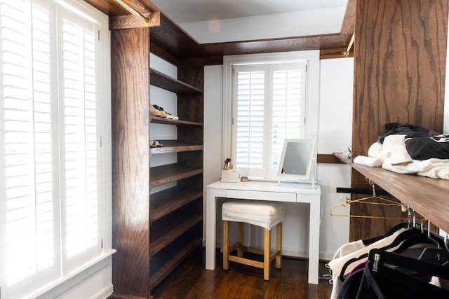 office featuring wood finished floors and a healthy amount of sunlight