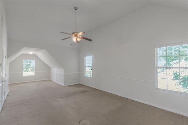 11354 Conner Ct, Hampton, GA 30228 - additional living space featuring vaulted ceiling, light carpet, and a ceiling fan